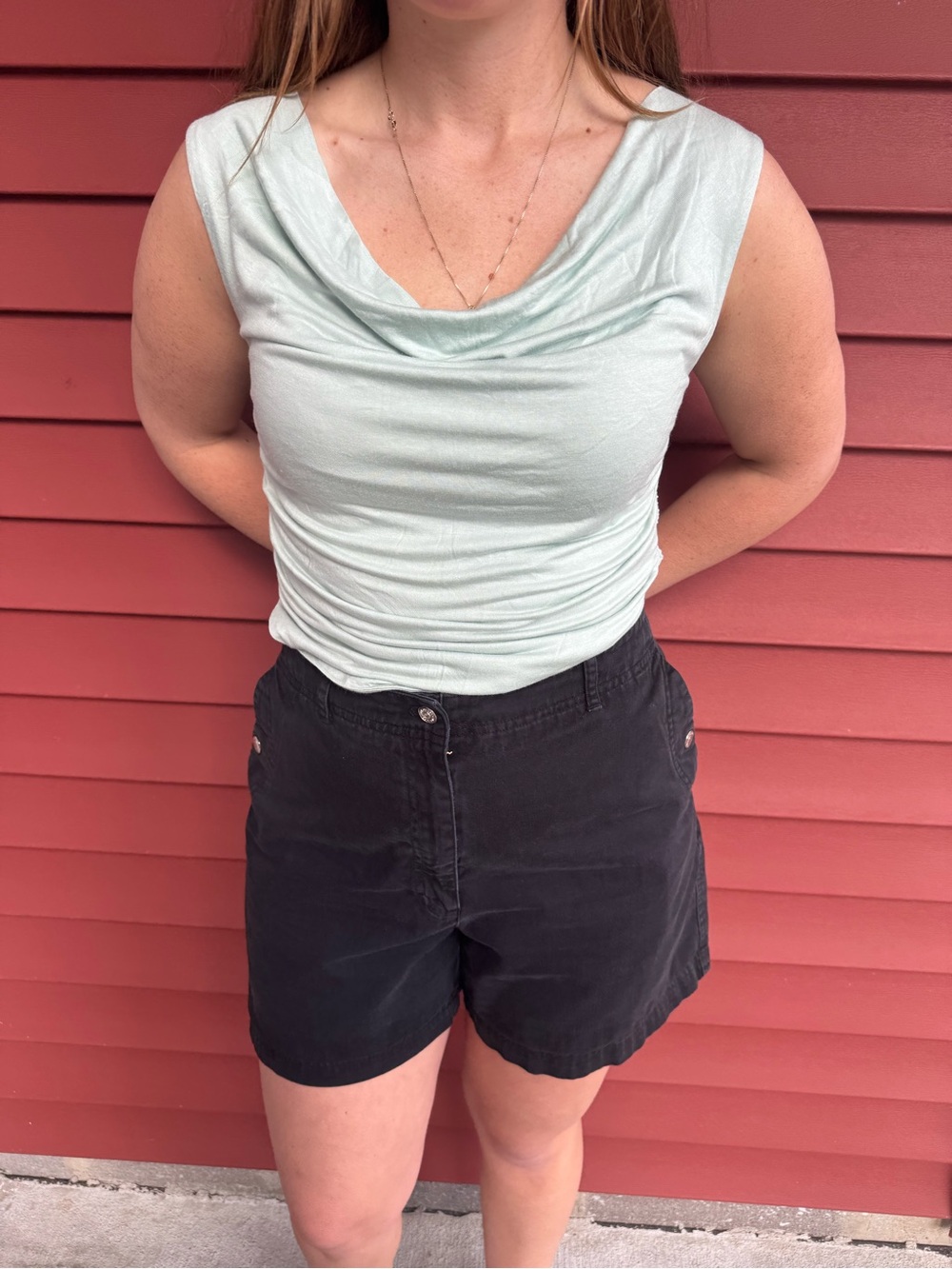 Double Zero Soft Mint Draped Cowl Tank